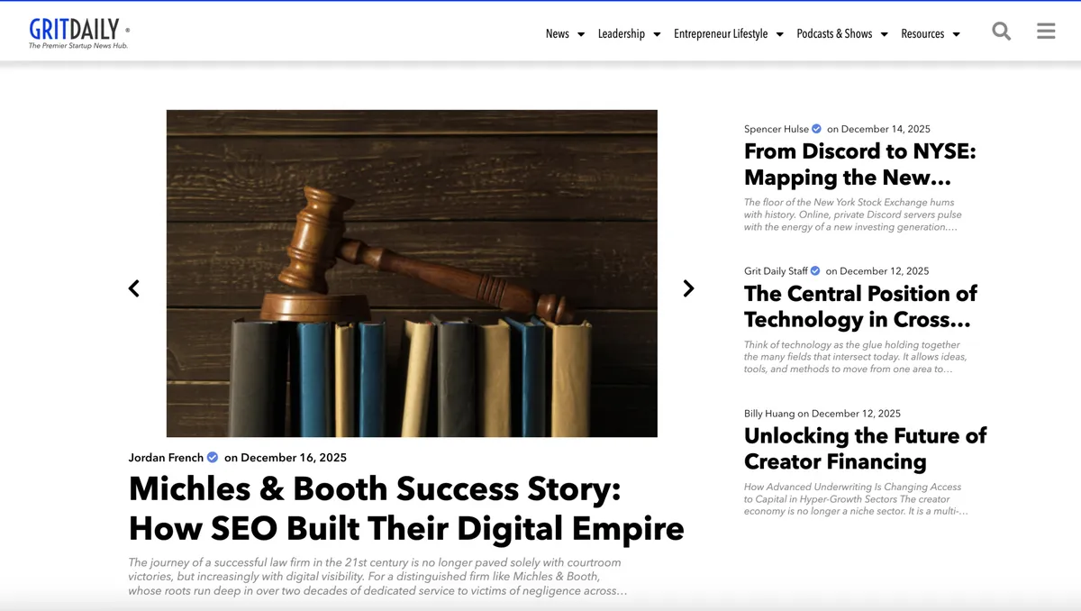 Grit Daily website homepage screenshot for the GritDaily removal guide