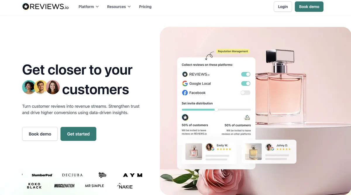 Reviews.io website homepage screenshot for the Reviews.io review removal guide
