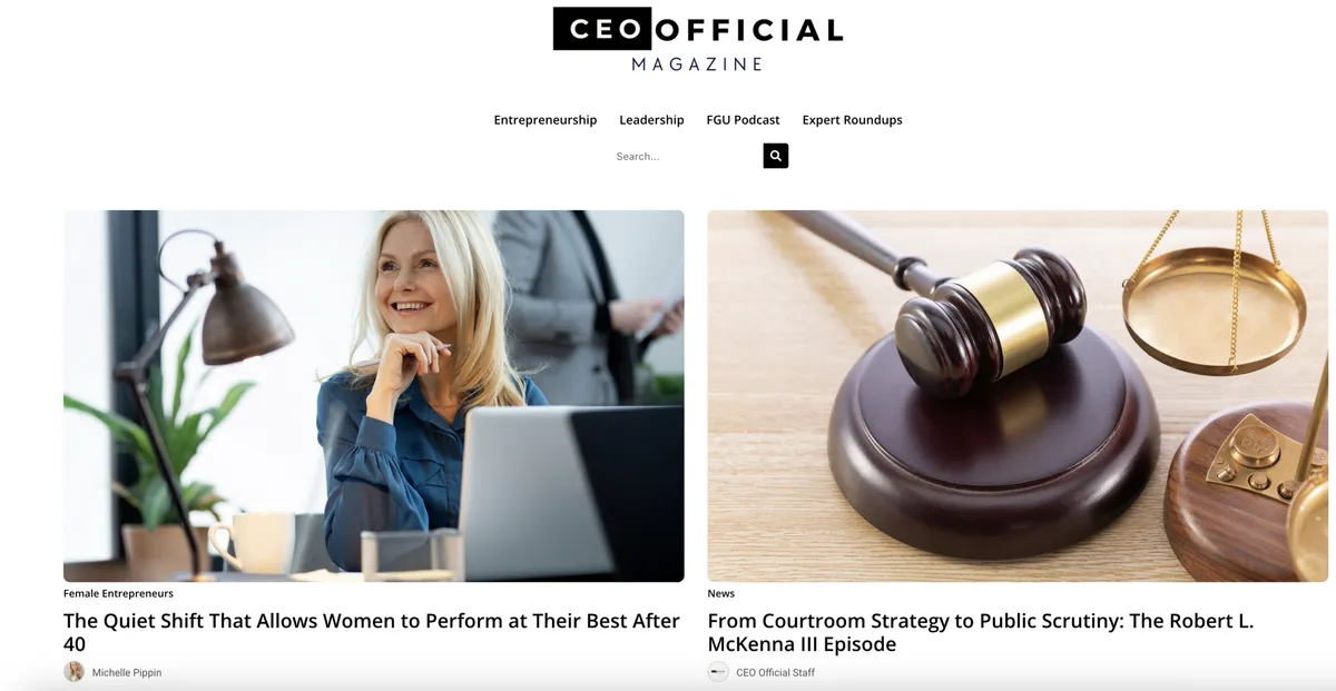 CEO Official Magazine website homepage screenshot for the CEO Official Magazine article removal guide