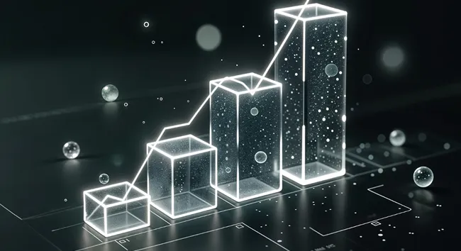 Glowing 3D growth chart, representing business strategy and discipline