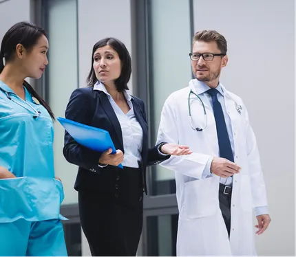 Healthcare professional in scrubs